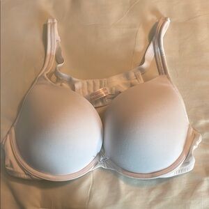 White Plunge Underwire Bra with Adjustable Straps